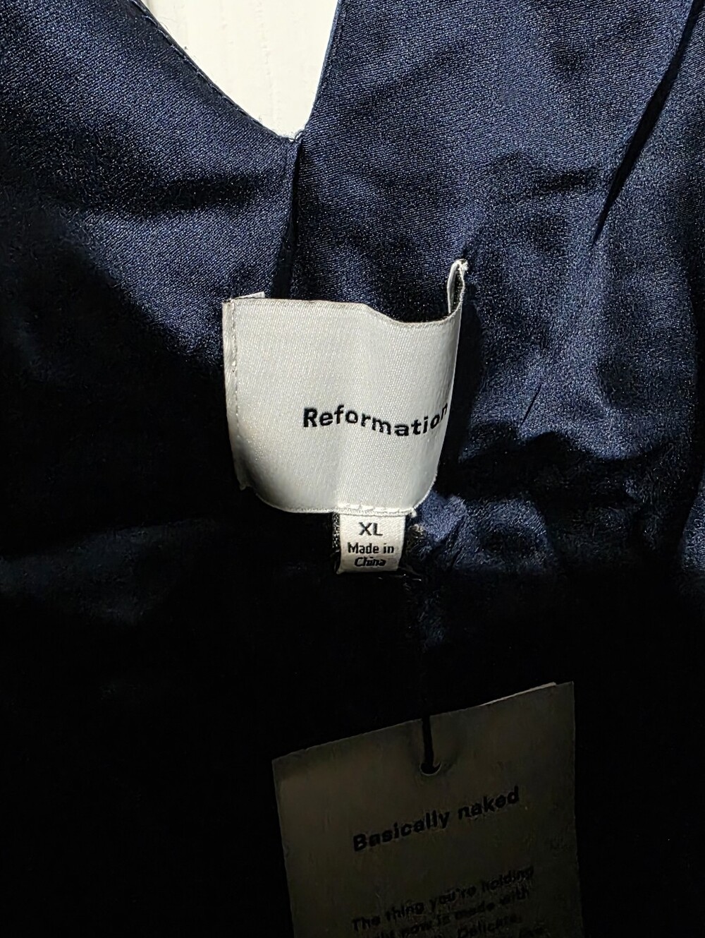 Reformation Pernille Silk Navy Dress - Picture 5 of 8